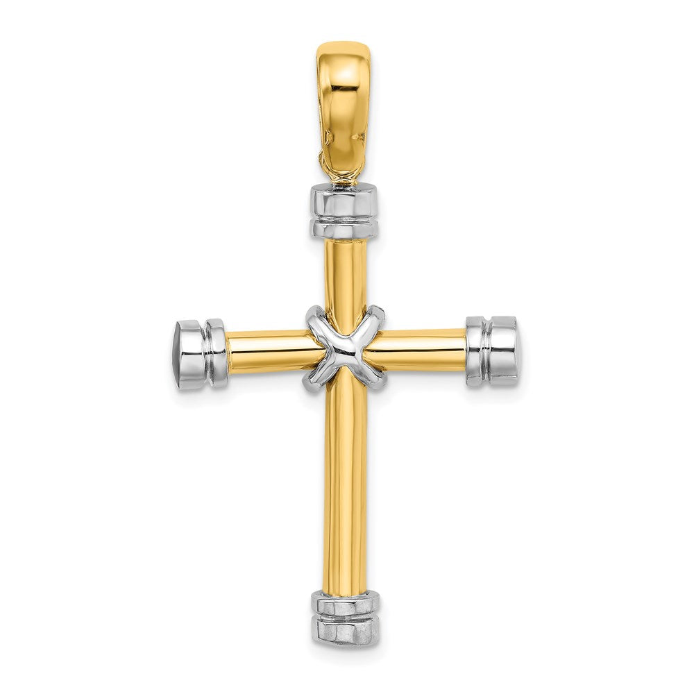 14K Bicolor Gold Poliert mit X in Mittig Kreuz