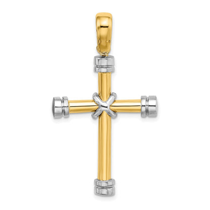 14K Bicolor Gold Poliert mit X in Mittig Kreuz