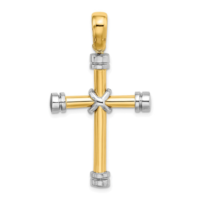 14K Bicolor Gold Poliert mit X in Mittig Kreuz