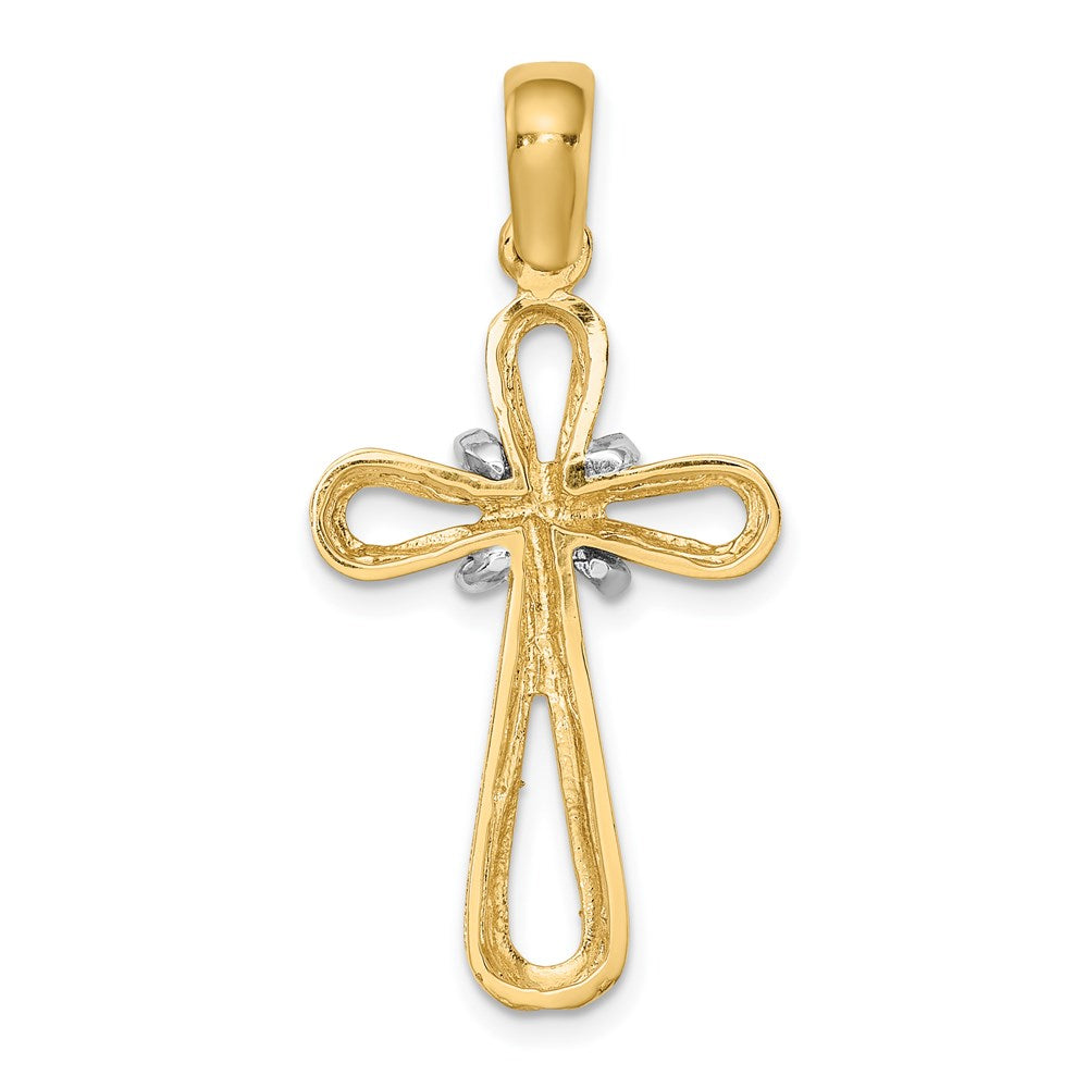 14K Bicolor Gold mit Rhodium, poliert, Kreuzanhänger mit X-Mitte