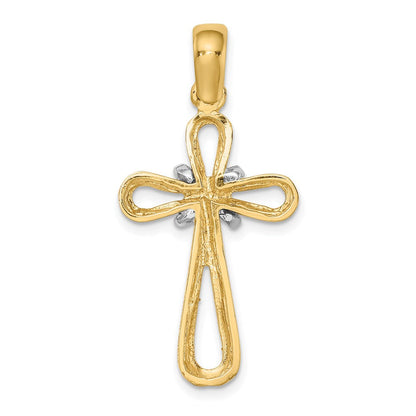 14K Bicolor Gold mit Rhodium, poliert, Kreuzanhänger mit X-Mitte