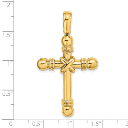 14K Gelbgold Kreuzanhänger mit X-Mitte und abgerundeten Enden