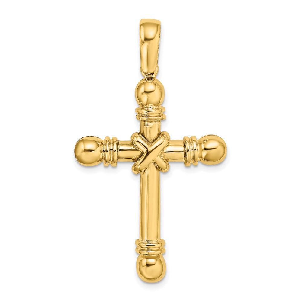 14K Gelbgold Kreuzanhänger mit X-Mitte und abgerundeten Enden