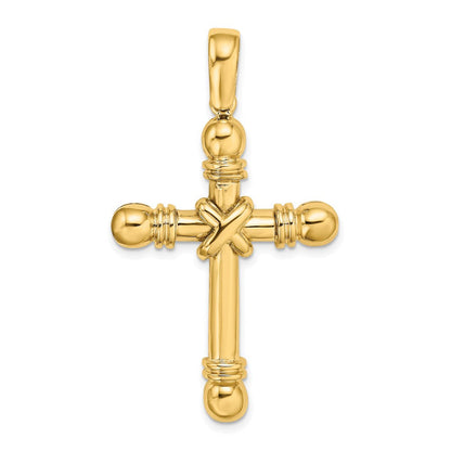 14K Gelbgold Kreuzanhänger mit X-Mitte und abgerundeten Enden