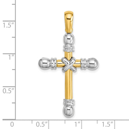 14K Bicolor Gold Polierter X-in-Kreuz-Charm