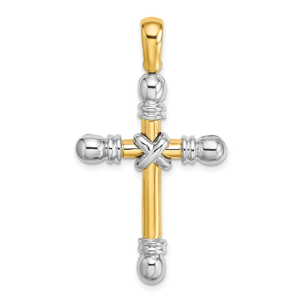 14K Bicolor Gold Polierter X-in-Kreuz-Charm