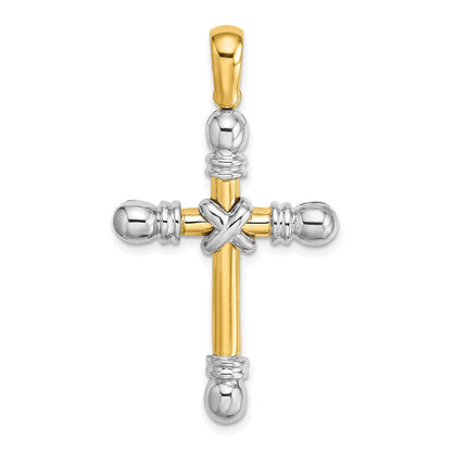 14K Bicolor Gold Polierter X-in-Kreuz-Charm