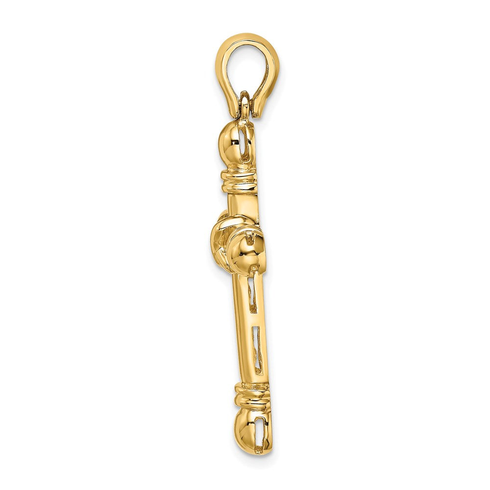 14 K Gelbgold Polierter Kreuz-Charm mit X in der Mitte
