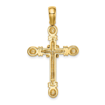 14 K Gelbgold Polierter Kreuz-Charm mit X in der Mitte
