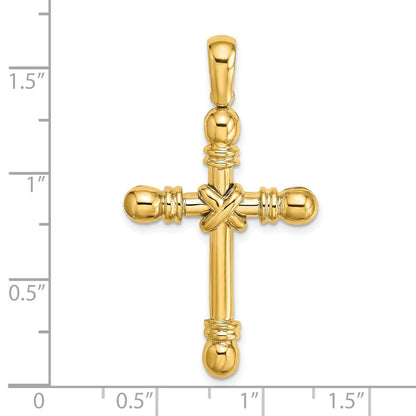 14 K Gelbgold Polierter Kreuz-Charm mit X in der Mitte