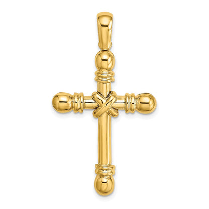 14 K Gelbgold Polierter Kreuz-Charm mit X in der Mitte