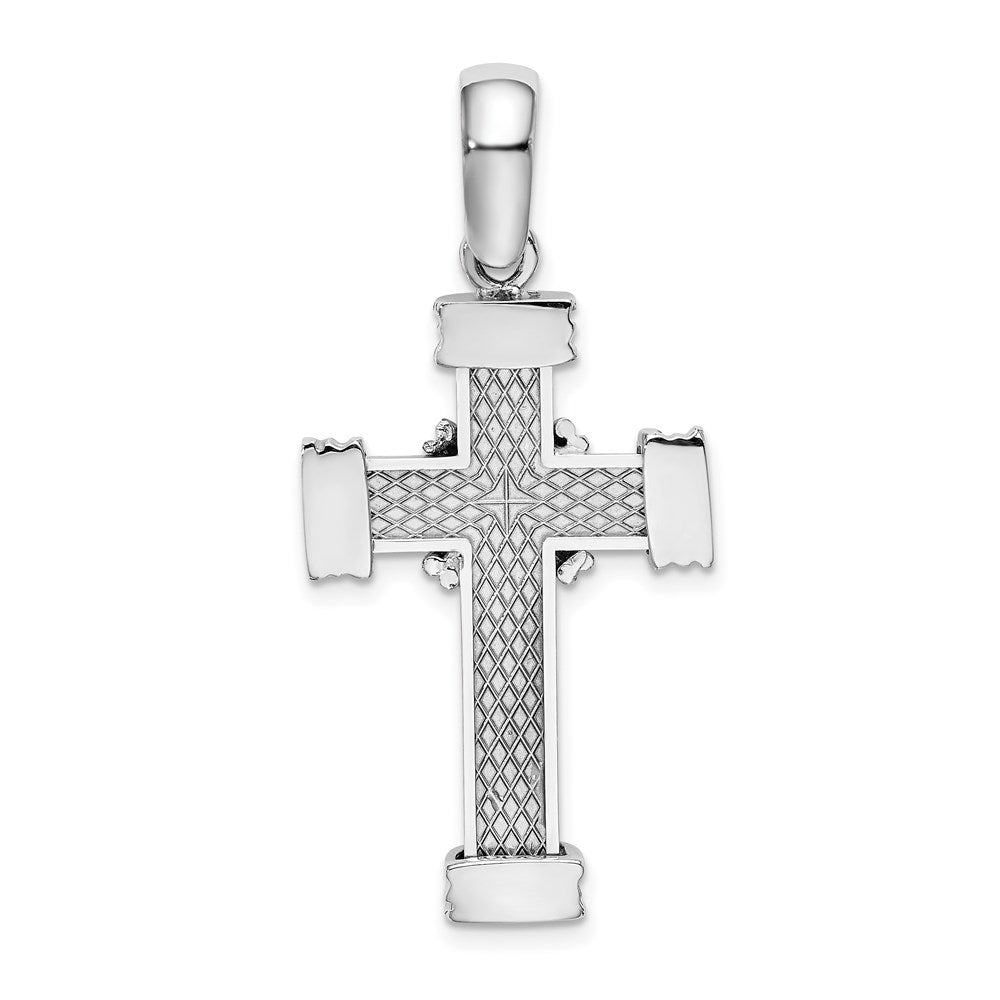 14K Weißgold Polierter Kreuz-Charm