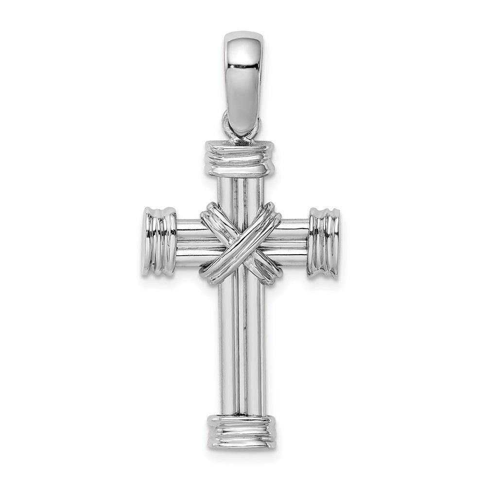 14K Weißgold Polierter Kreuz-Charm