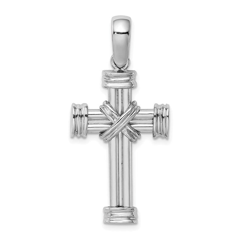 14K Weißgold Polierter Kreuz-Charm