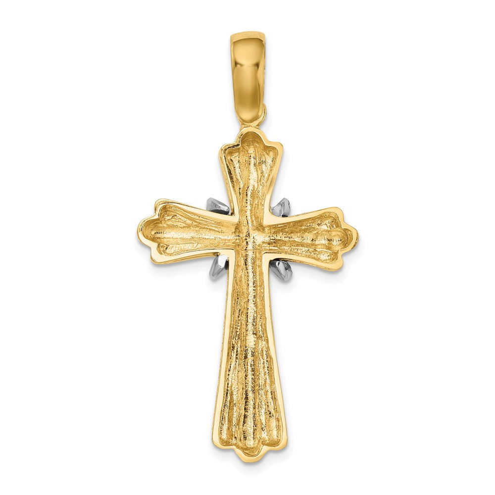 14K Bicolor Gold Bicolor Gold X Mittig Ribbed Kreuz