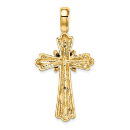 14K Gelbgold X Mittig Ribbed Kreuz