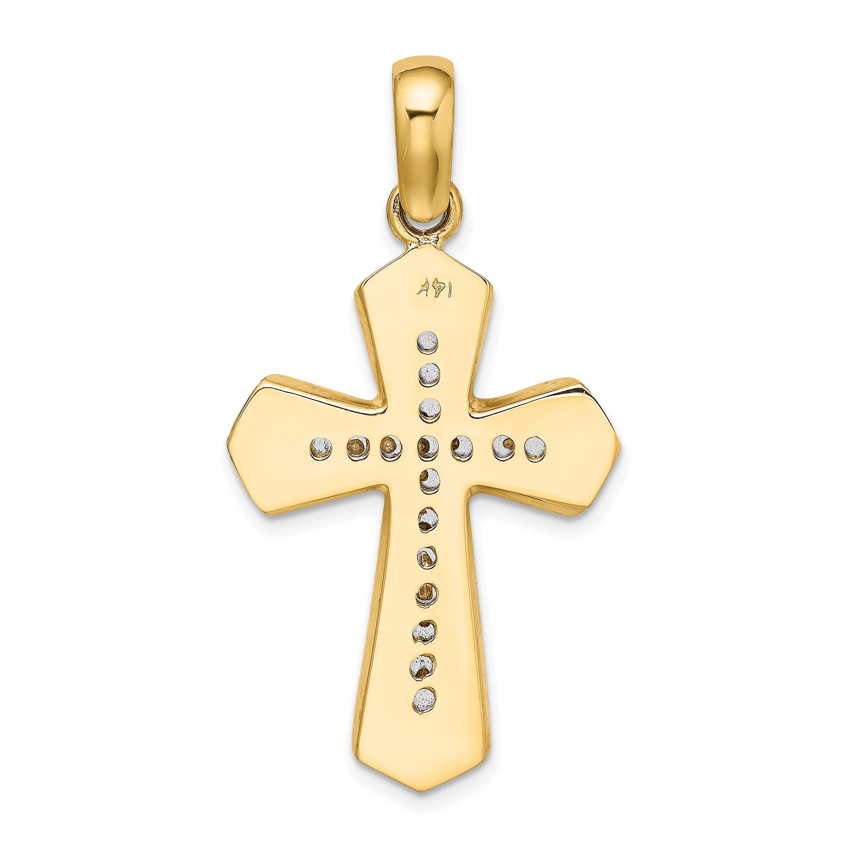 14K Bicolor Gold Polierter Kreuz-Charm