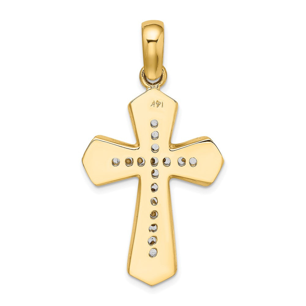 14K Bicolor Gold Polierter Kreuz-Charm