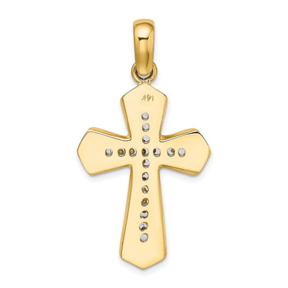 14K Bicolor Gold Polierter Kreuz-Charm