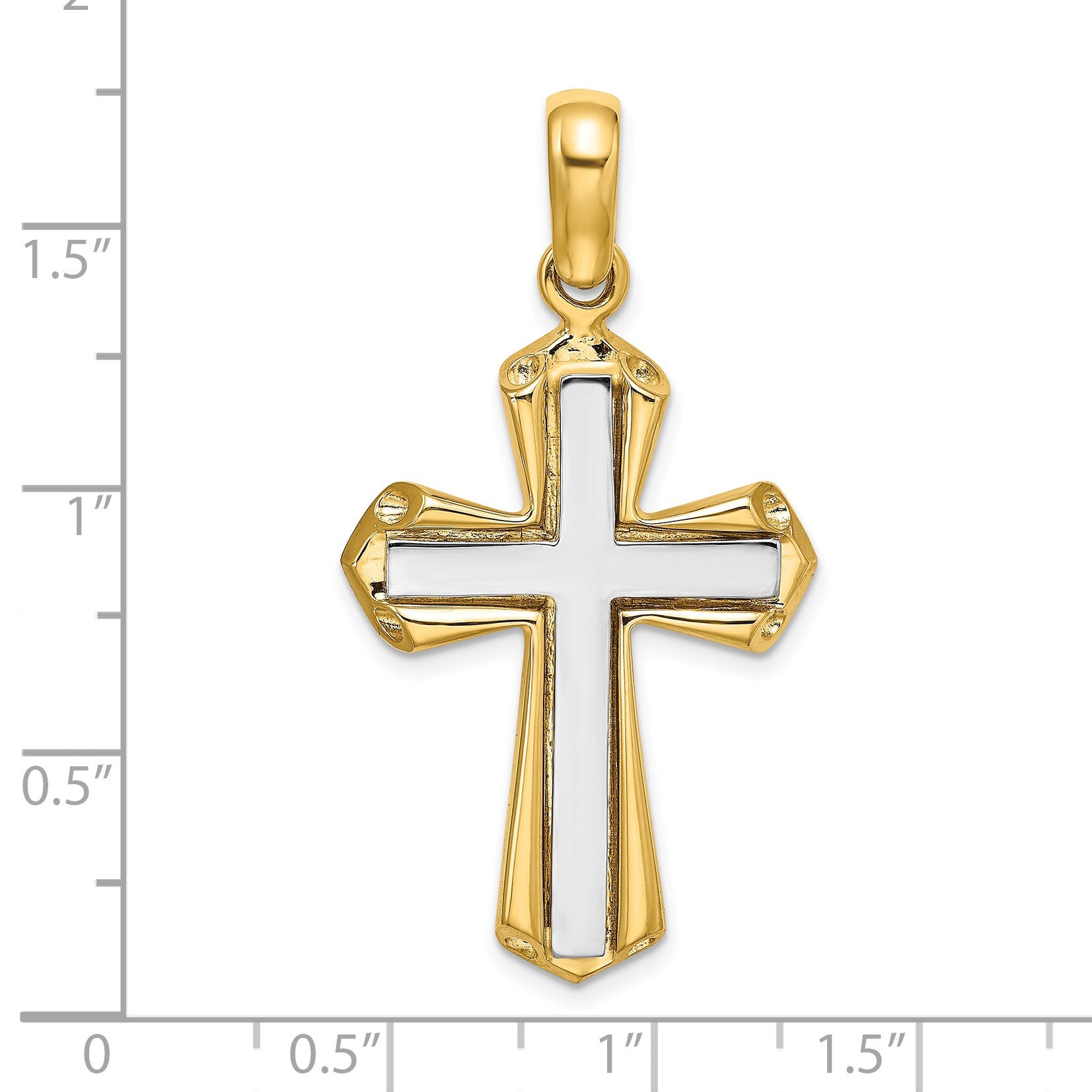 14K Bicolor Gold Polierter Kreuz-Charm