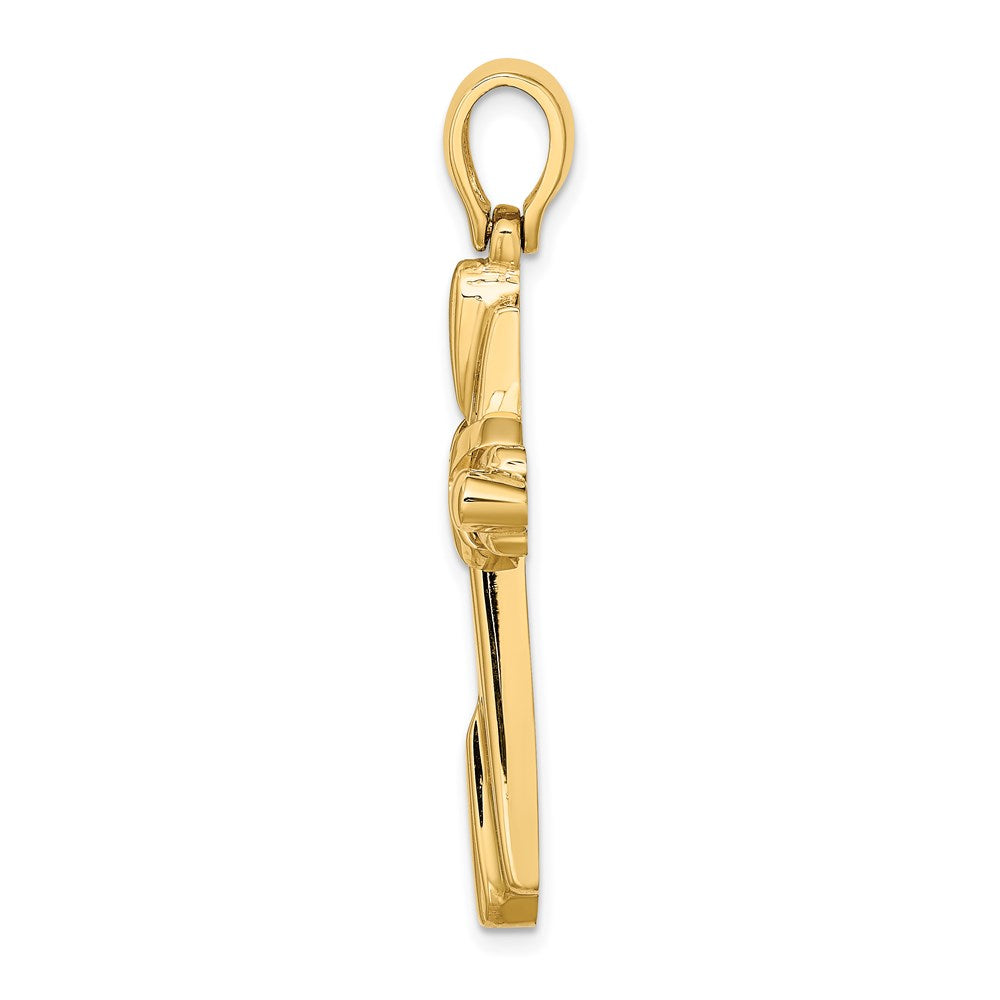 14K Gelbgold X Mittig Poliert Kreuz