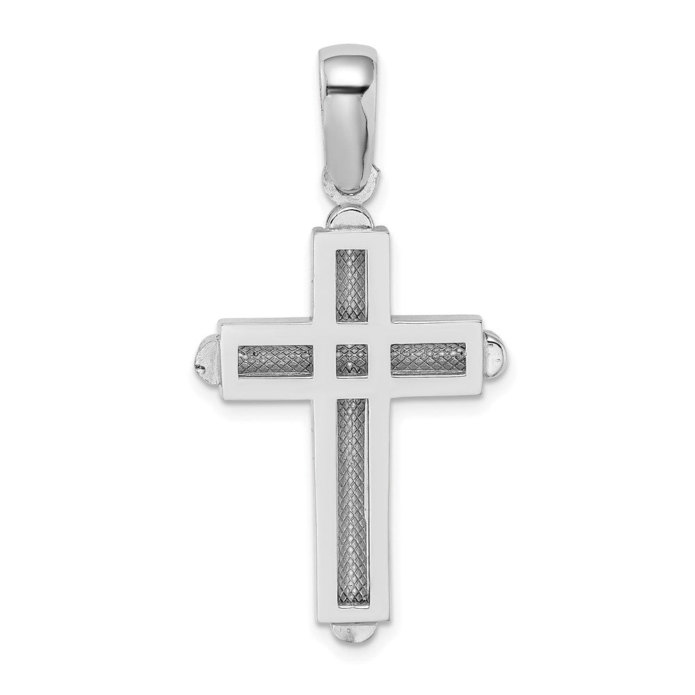 14K Weißgold Kreuz-Charm mit abgeschrägter Kante