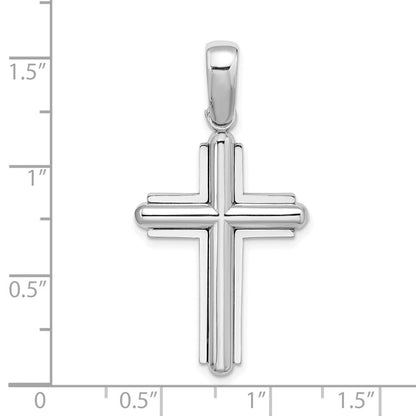 14K Weißgold Kreuz-Charm mit abgeschrägter Kante