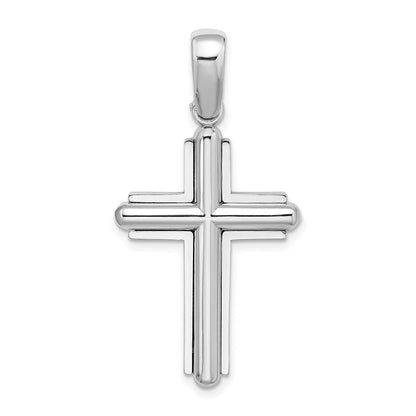 14K Weißgold Kreuz-Charm mit abgeschrägter Kante