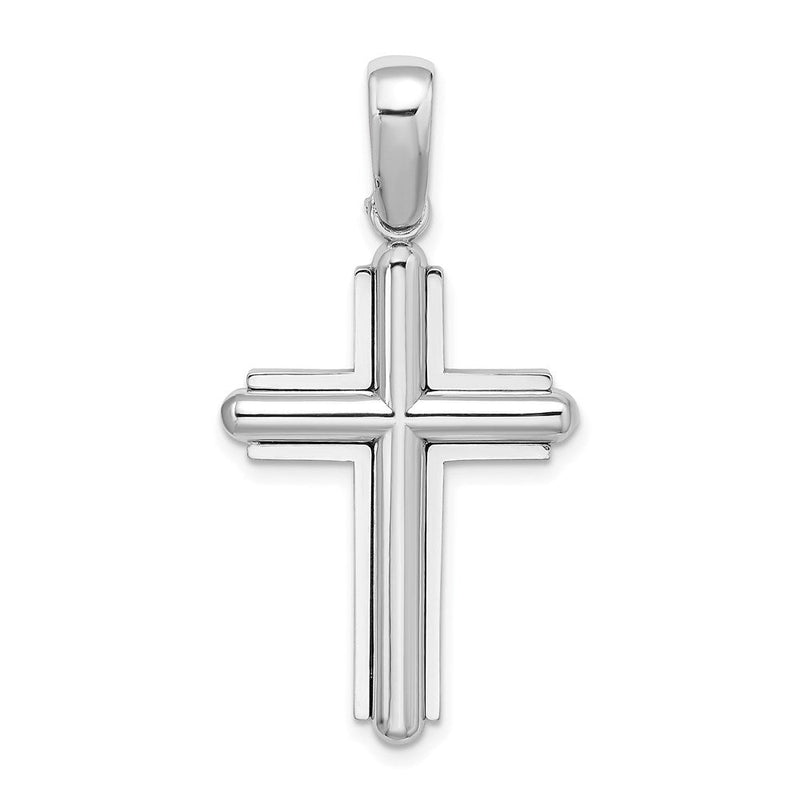 14K Weißgold Kreuz-Charm mit abgeschrägter Kante
