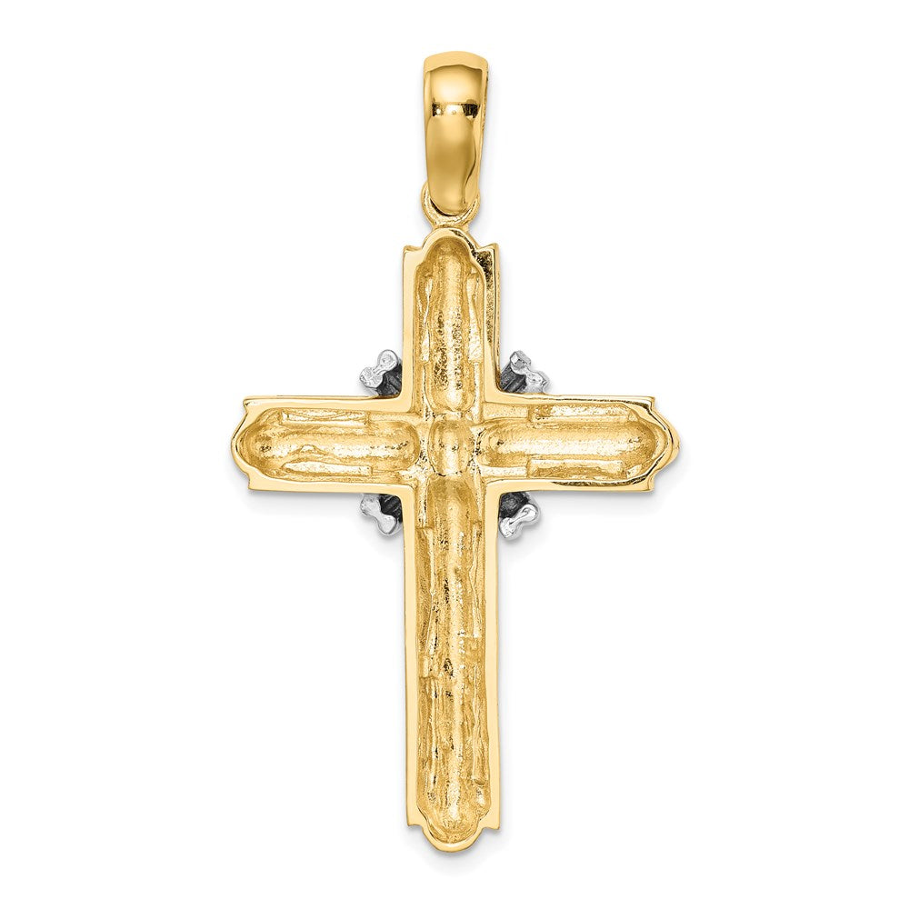 14K Bicolor Gold X Mittig Poliert Kreuz
