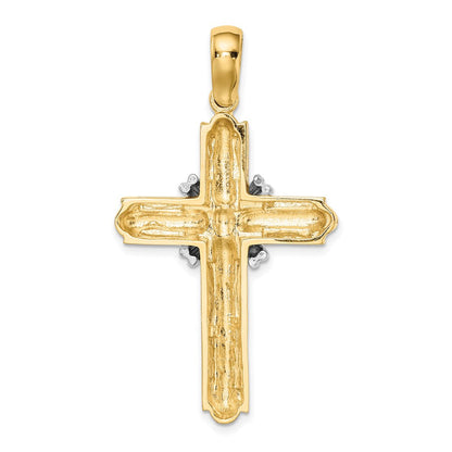 14K Bicolor Gold X Mittig Poliert Kreuz