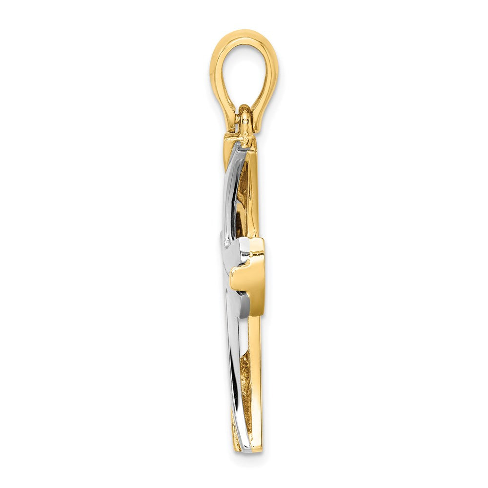 14K Bicolor-Gold mit Rhodium Kreuz-Charm