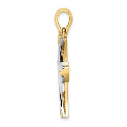 14K Bicolor-Gold mit Rhodium Kreuz-Charm