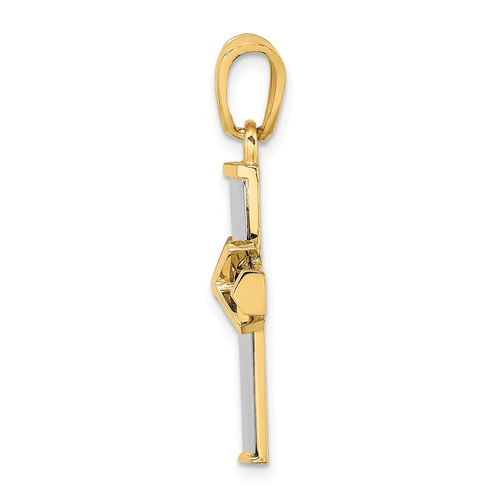14K Bicolor Gold mit Rhodium Polierter Kreuz-Charm