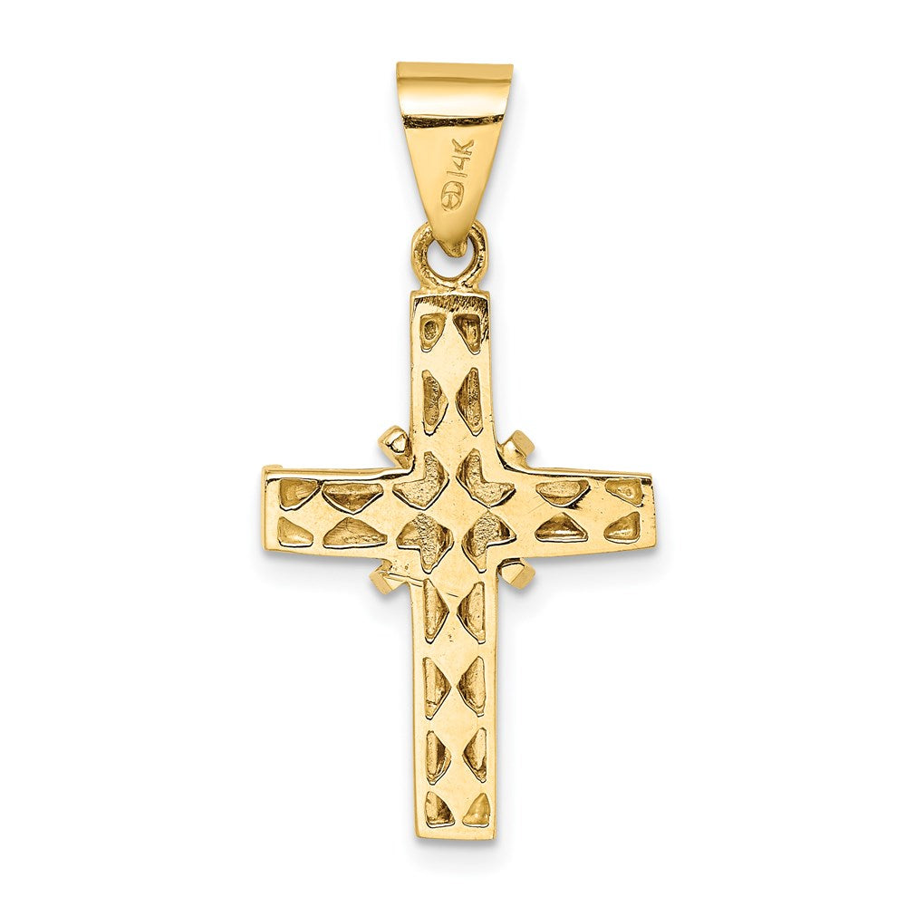 14K Bicolor Gold mit Rhodium Polierter Kreuz-Charm