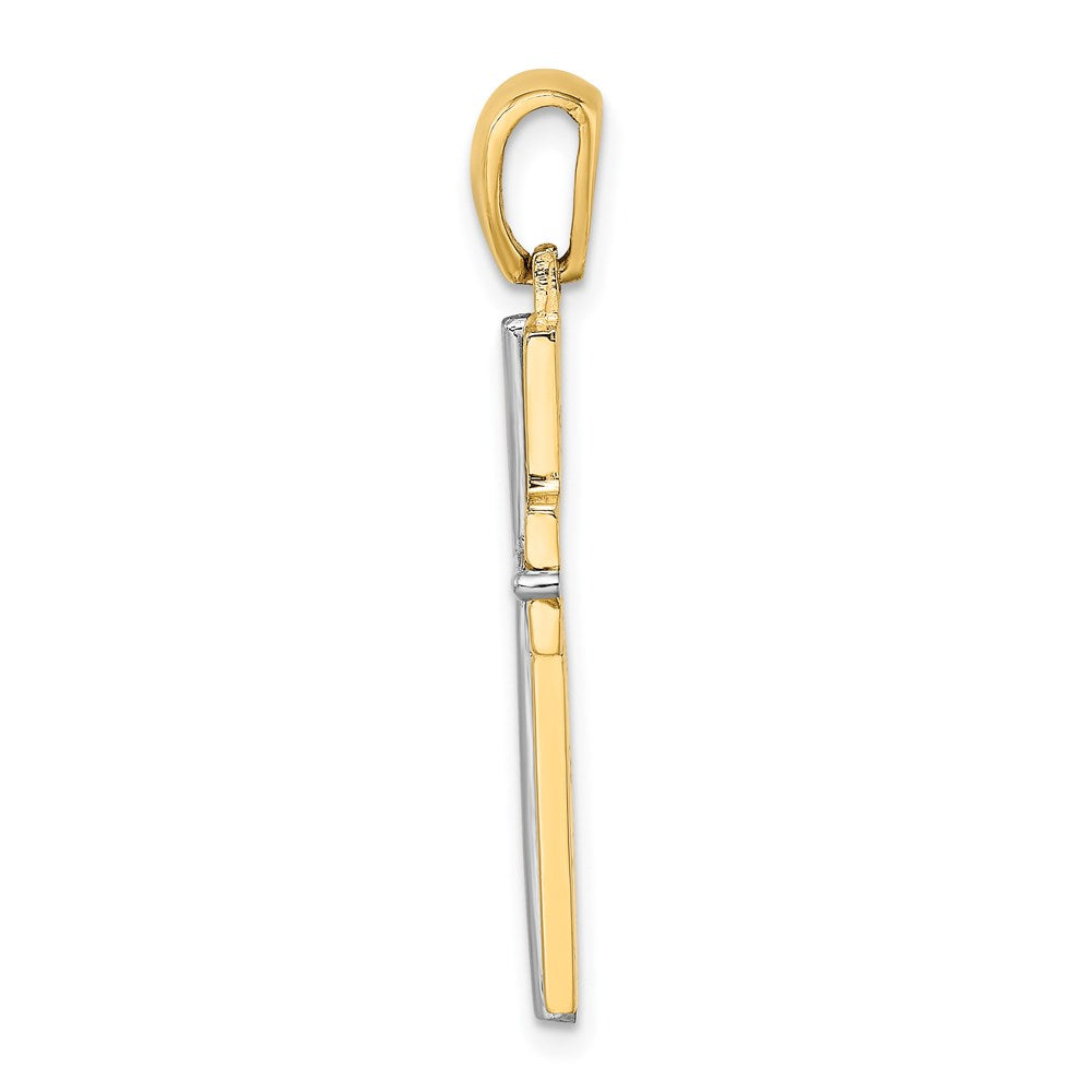 14K Bicolor-Gold Block-Kreuz-Charm