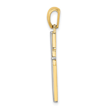 14K Bicolor-Gold Block-Kreuz-Charm