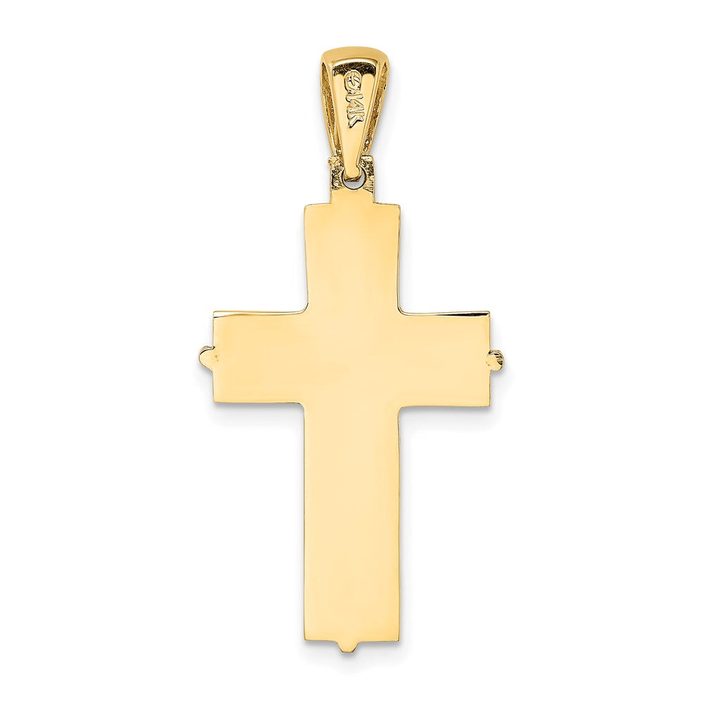14K Bicolor-Gold Block-Kreuz-Charm