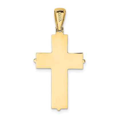 14K Bicolor-Gold Block-Kreuz-Charm