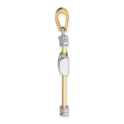 14K Bicolor-Gold mit Rhodium X-Kreuz-Charm mit Mittelstück