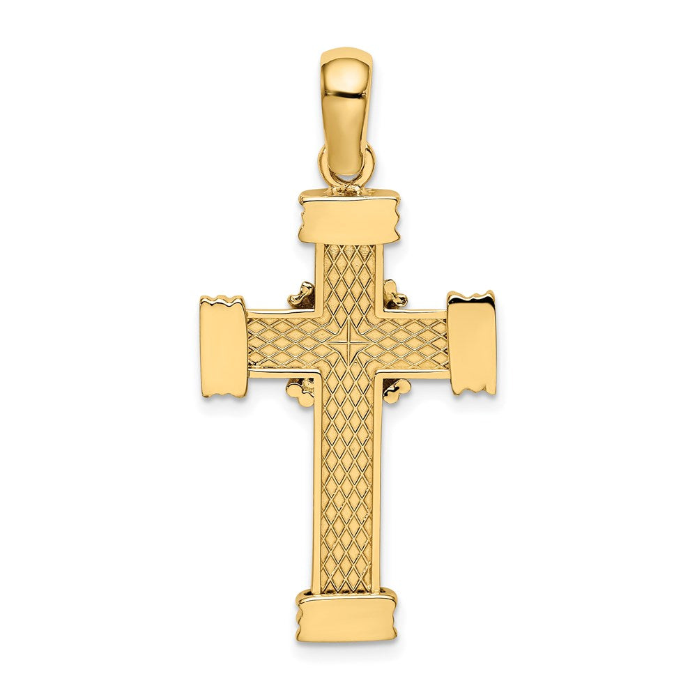 14K Gelbgold polierter Kreuz-Charm mit X in der Mitte