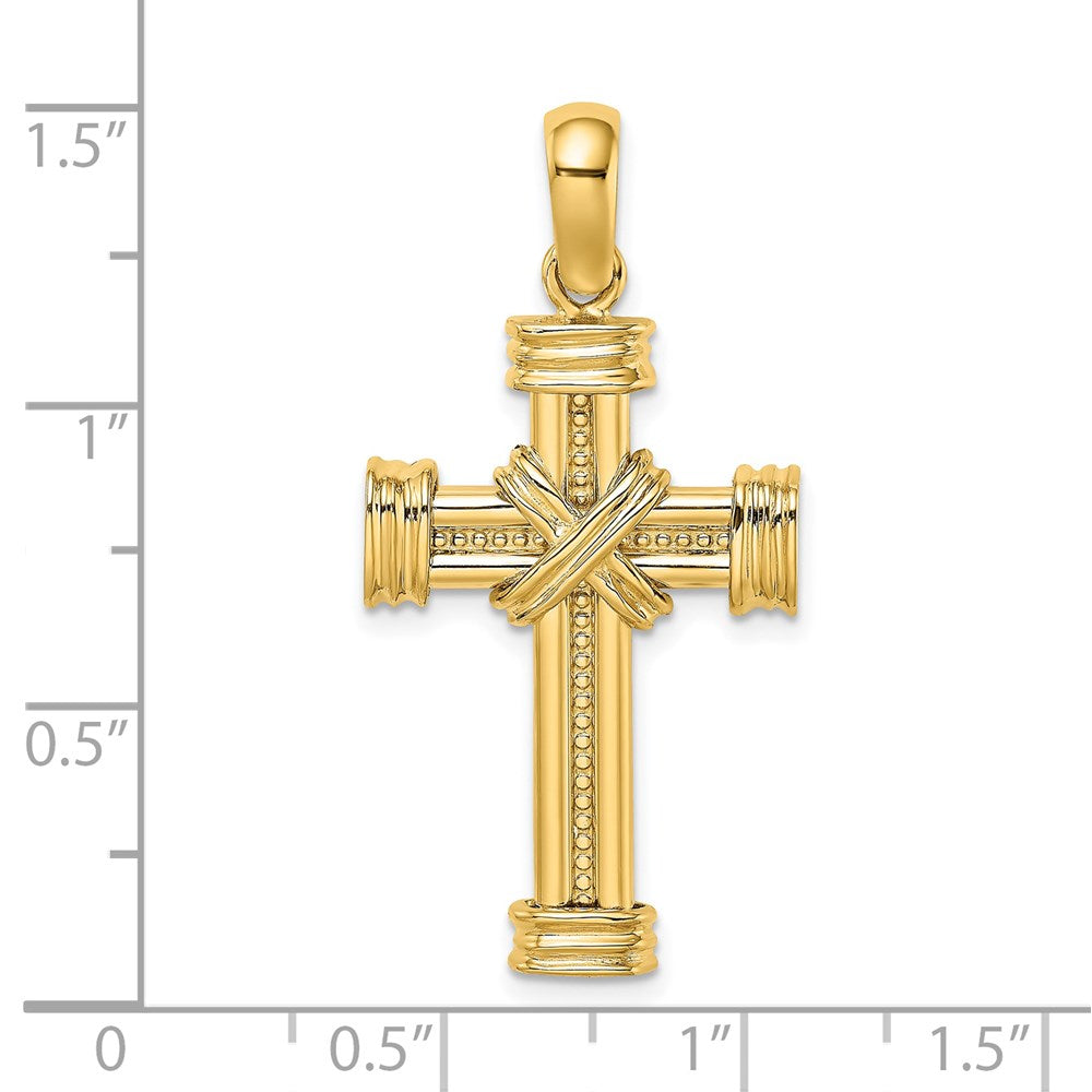 14K Gelbgold polierter Kreuz-Charm mit X in der Mitte