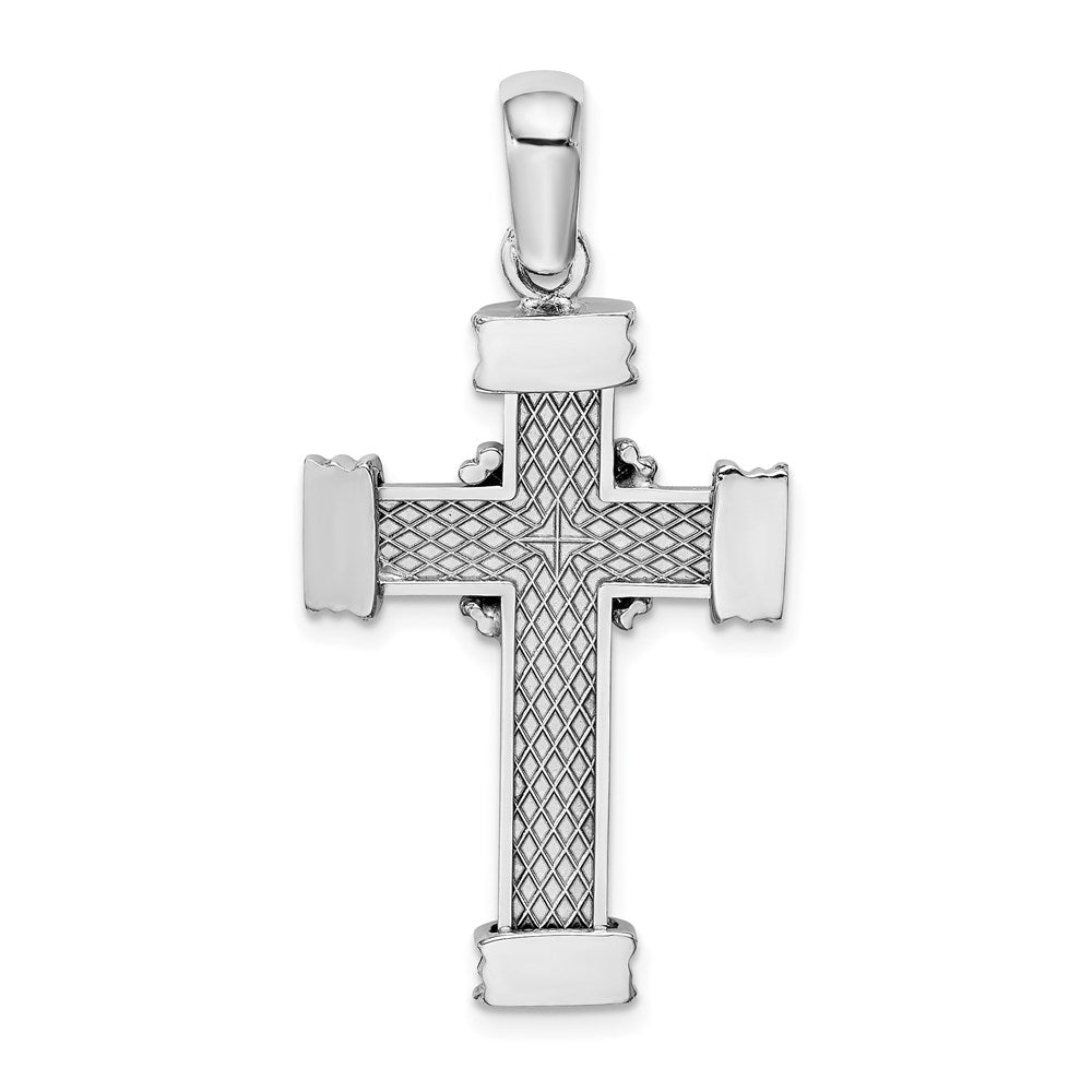 14K Weißgold Kreuz-Charm mit X in der Mitte, poliert