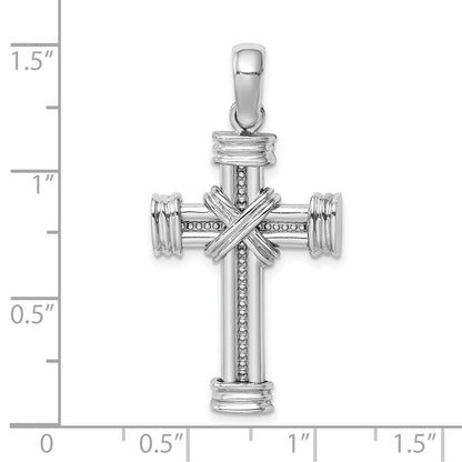 14K Weißgold Kreuz-Charm mit X in der Mitte, poliert