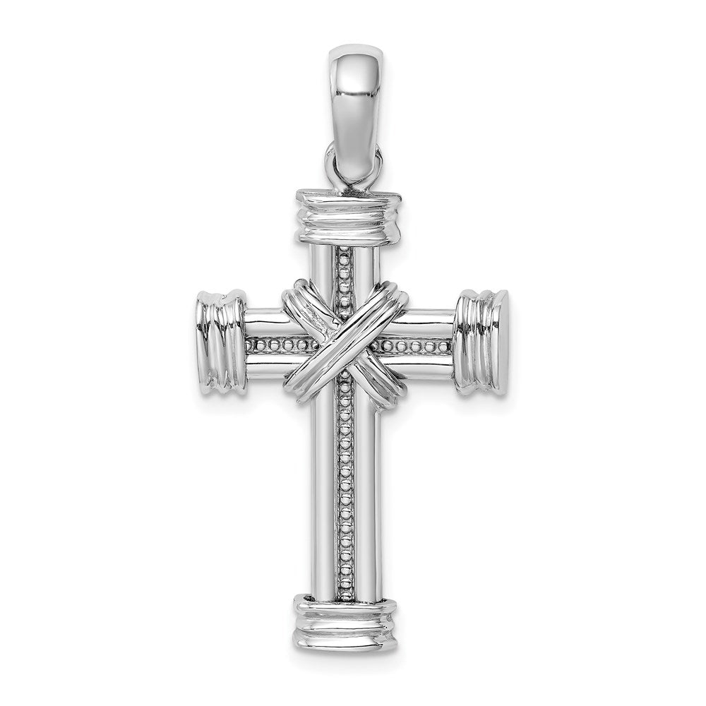 14K Weißgold Kreuz-Charm mit X in der Mitte, poliert