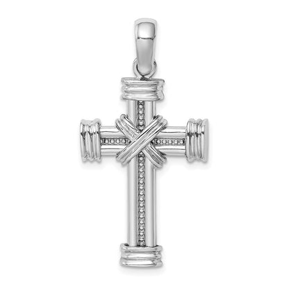 14K Weißgold Kreuz-Charm mit X in der Mitte, poliert