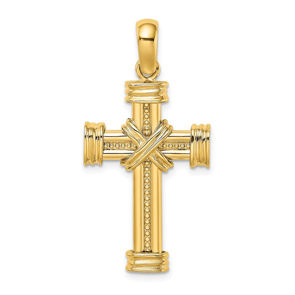 14K Gelbgold polierter Kreuz-Charm mit X in der Mitte