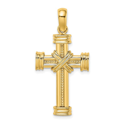 14K Gelbgold polierter Kreuz-Charm mit X in der Mitte