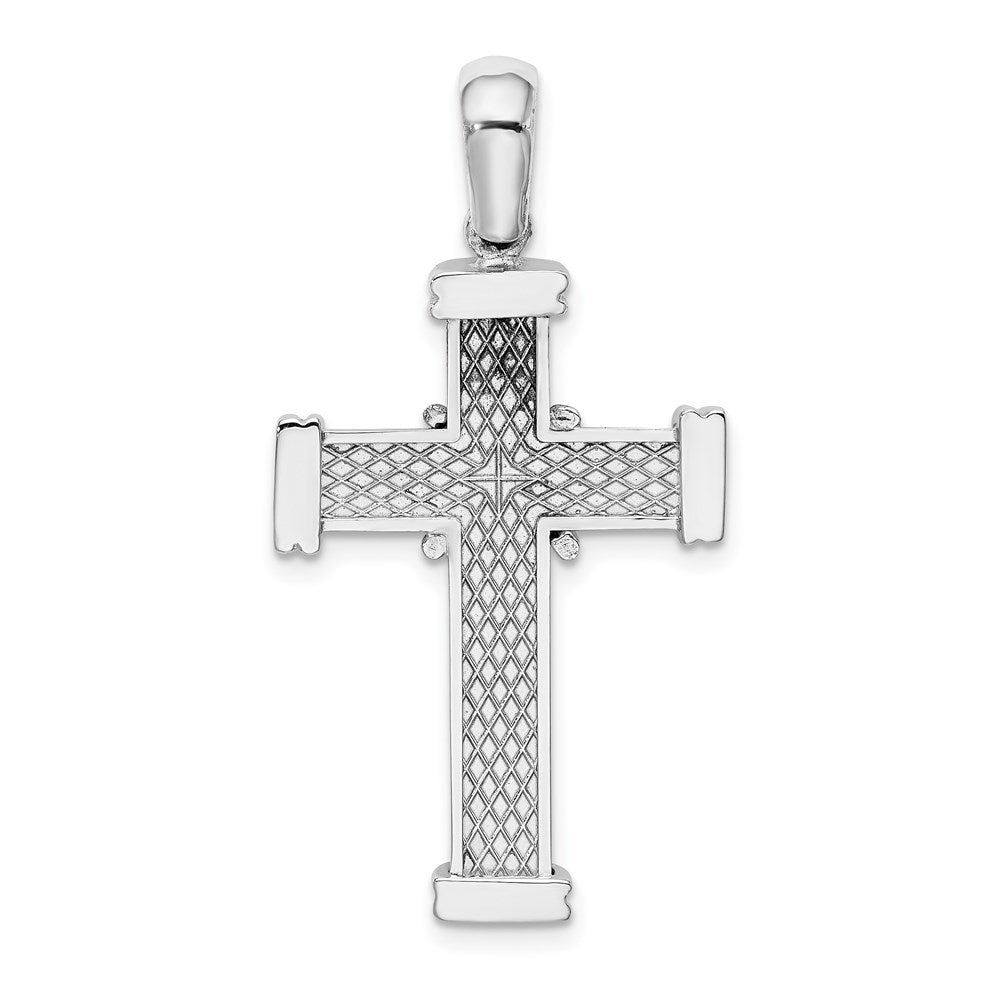 14 Karat Weißgold Kreuz-Charm mit X in der Mitte