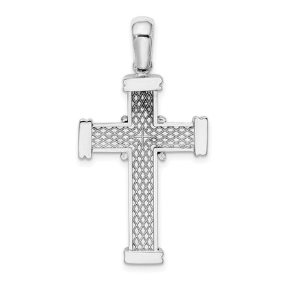 14 Karat Weißgold Kreuz-Charm mit X in der Mitte